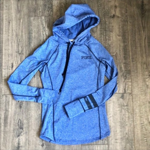 PINK Victoria's Secret Tops - PINK Victoria's Secret Small Blue Athletic Hoodie